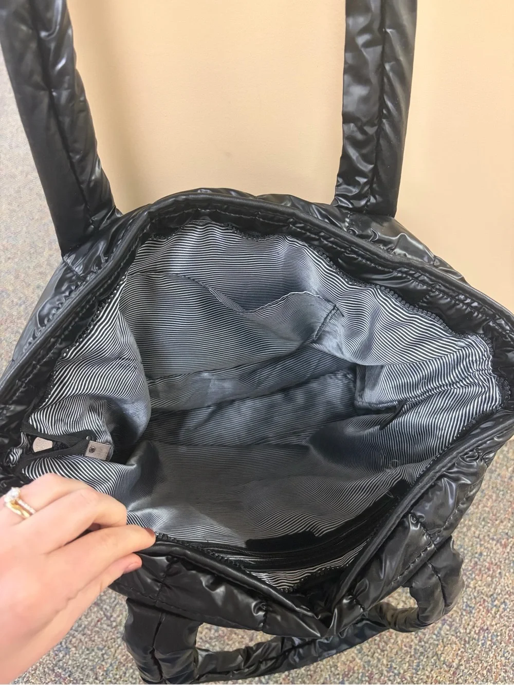 Nollia Black Quilted Tote/Laptop Bag